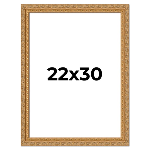 22x30 Frame Gold Ornate Solid Wood Picture Frame | 2 Inch Moulding Width | Firman Traditional Photo