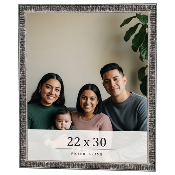22x30 Frame Silver Grey Distressed Solid Wood Picture Frame | 0.75 Inch Moulding Width | Interior