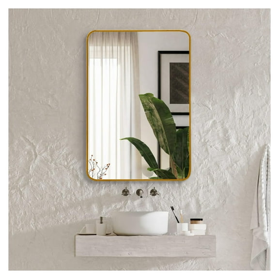 22x30 Inch Gold Metal Framed Rectangular Bathrrom Mirror for Wall.(W2203P183122)