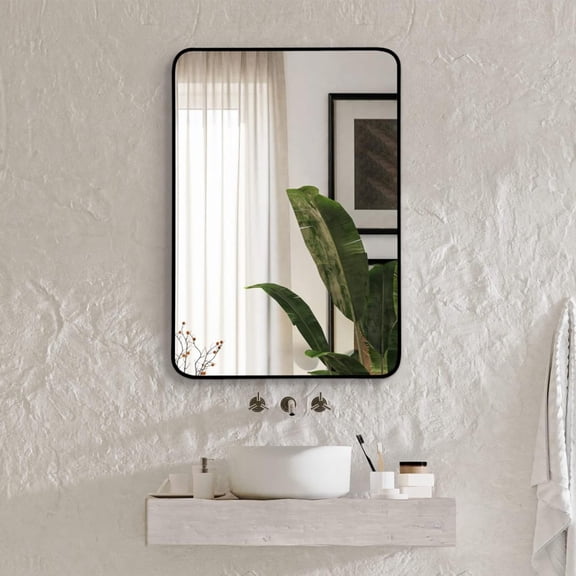 22x30 Inch Black Metal Framed Rectangular Bathrrom Mirror for Wall.(W2203135005)