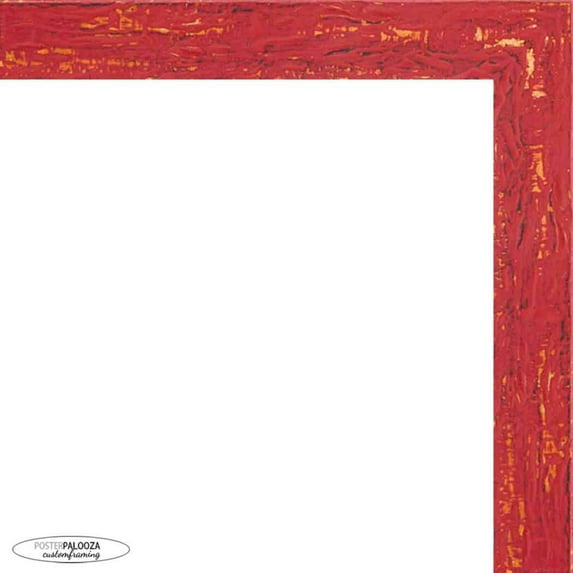 22x30 Shabby Chic Red Picture Frame - UV Acrylic, Foam Board Backing, Hanging Hardware