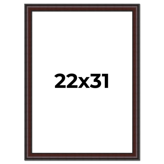 22x31 Frame Brown Round Mahogany Solid Wood Picture Frame | 1.625 Inch Moulding Width | with UV