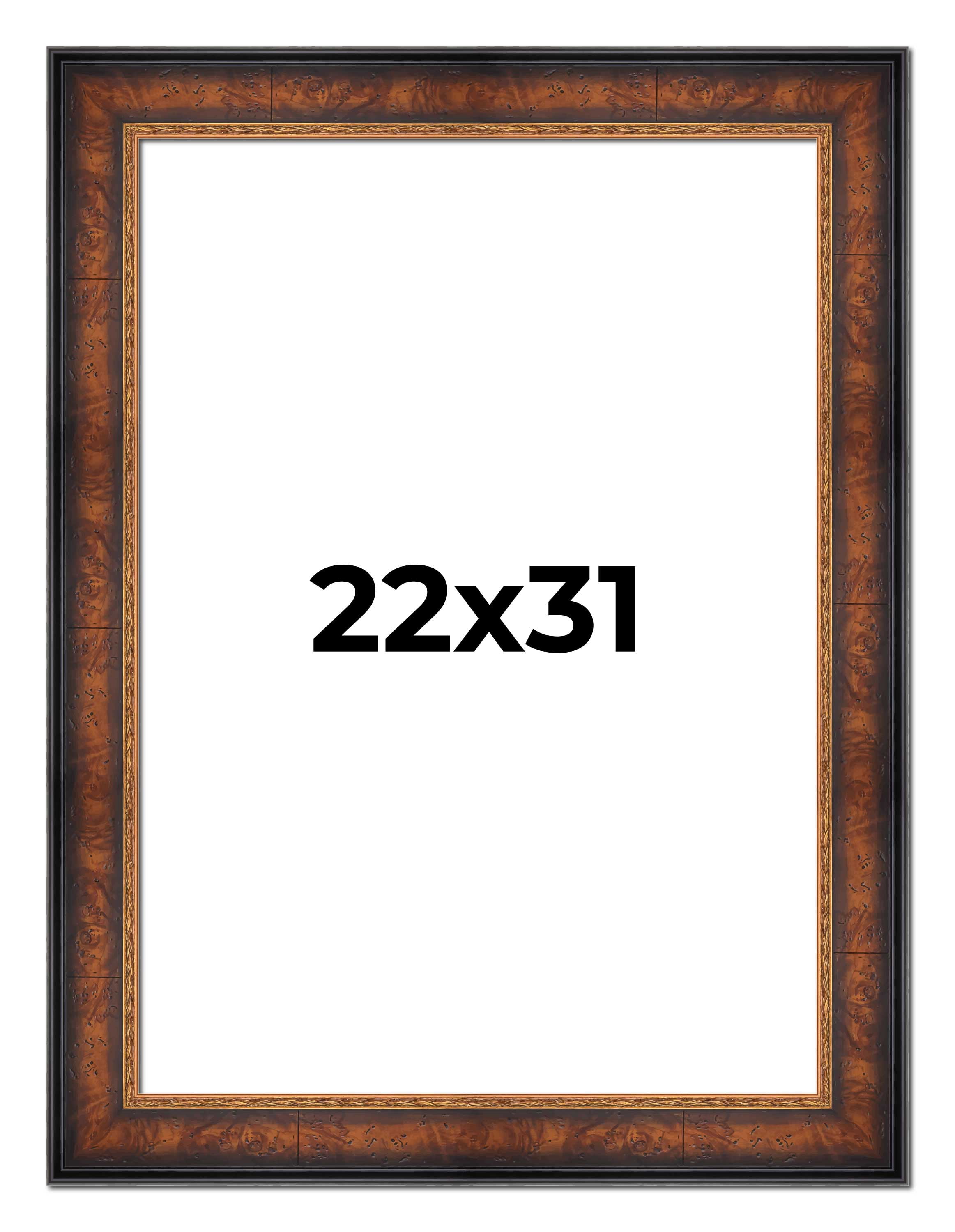 22x31 Frame Brown Walnut Gold Ornate Trim Solid Wood Plein Air Picture ...