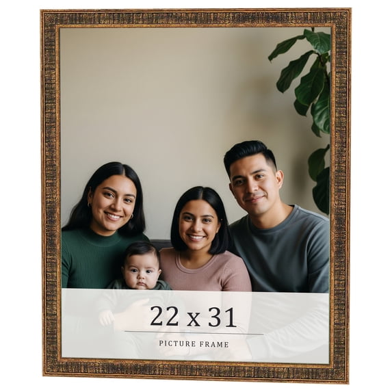 22x31 Frame Gold Kingsley Distressed Solid Wood Picture Frame Width 0.75 Inches | Interior Frame