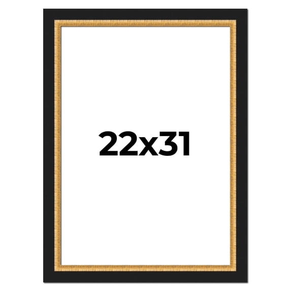 22x31 Frame Gold Real Wood Picture Frame Width 2.25 Inches | Interior Frame Depth 0.5 Inches |