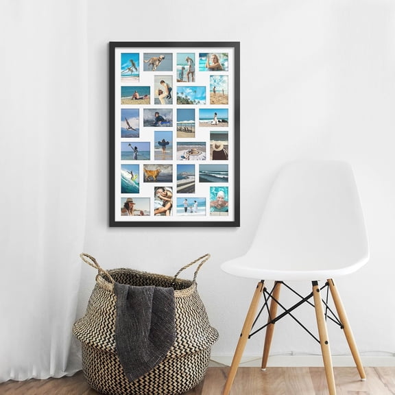 22x32 Collage Picture Frame with 24 4x6 Inch Photos - Black