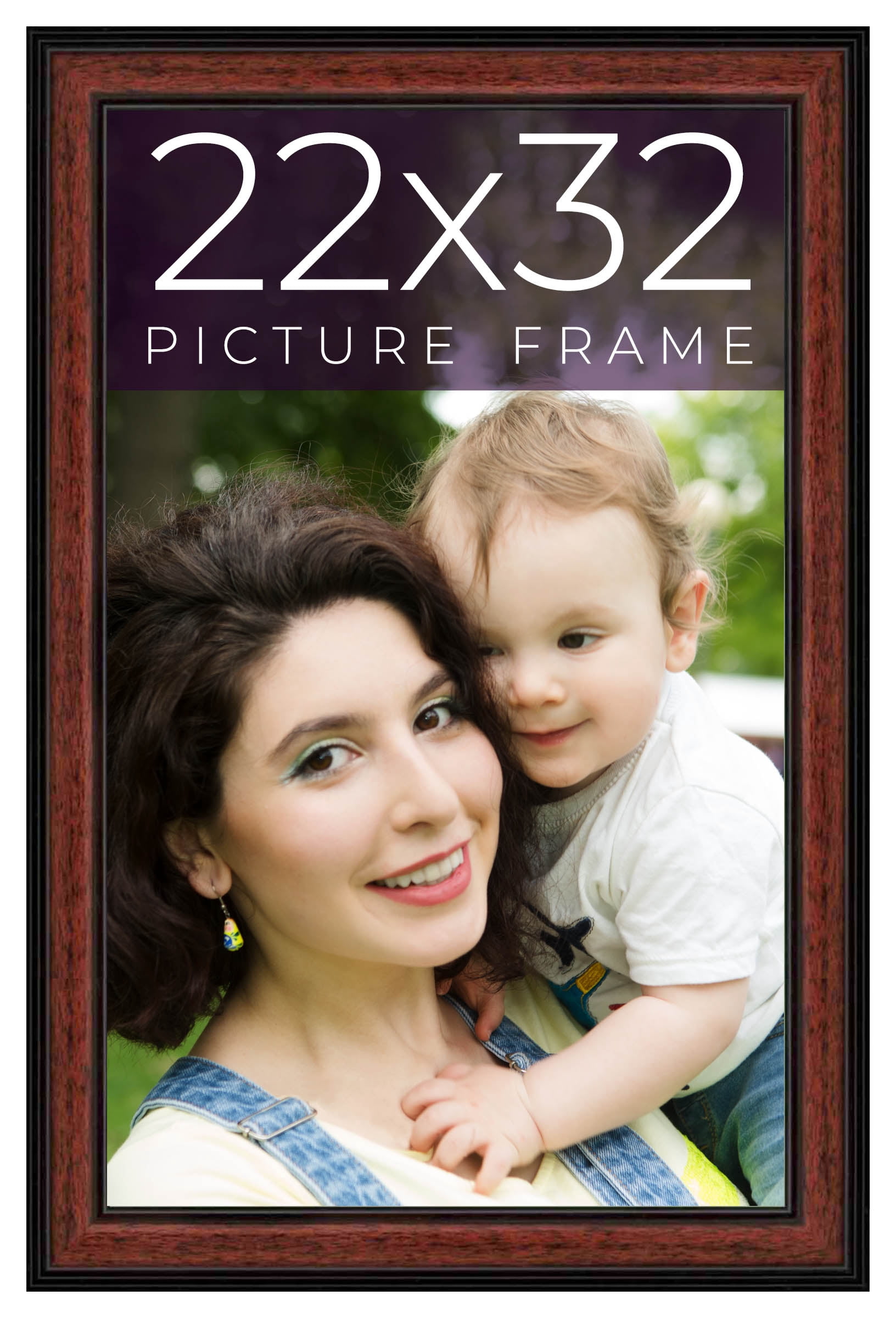 22x32 Frame Executive Brown Round Mahogany Finish Solid Wood Picture ...