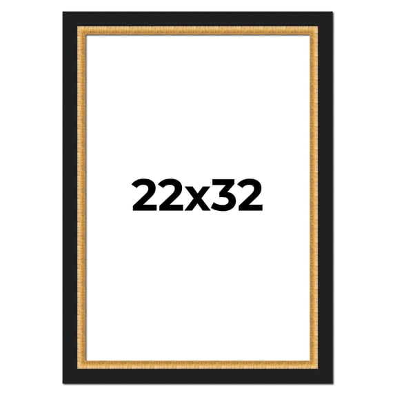 22x32 Frame Gold Real Wood Picture Frame Width 2.25 Inches | Interior Frame Depth 0.5 Inches |