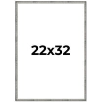 22x32 Frame Silver Grey Distressed Solid Wood Picture Frame | 0.75 Inch Moulding Width | Interior
