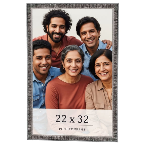 22x32 Frame Silver Grey Distressed Solid Wood Picture Frame | 0.75 Inch Moulding Width | Interior
