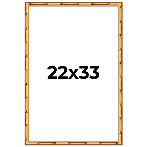 22x33 Frame Gold Bamboo Picture Frame - Complete Modern Photo Frame Includes UV Acrylic Shatter