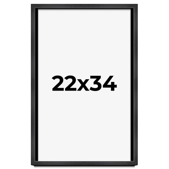 22x34 - 22 x 34 Charcoal Flat Solid Wood Frame with UV Framer's Acrylic & Foam Board Backing -