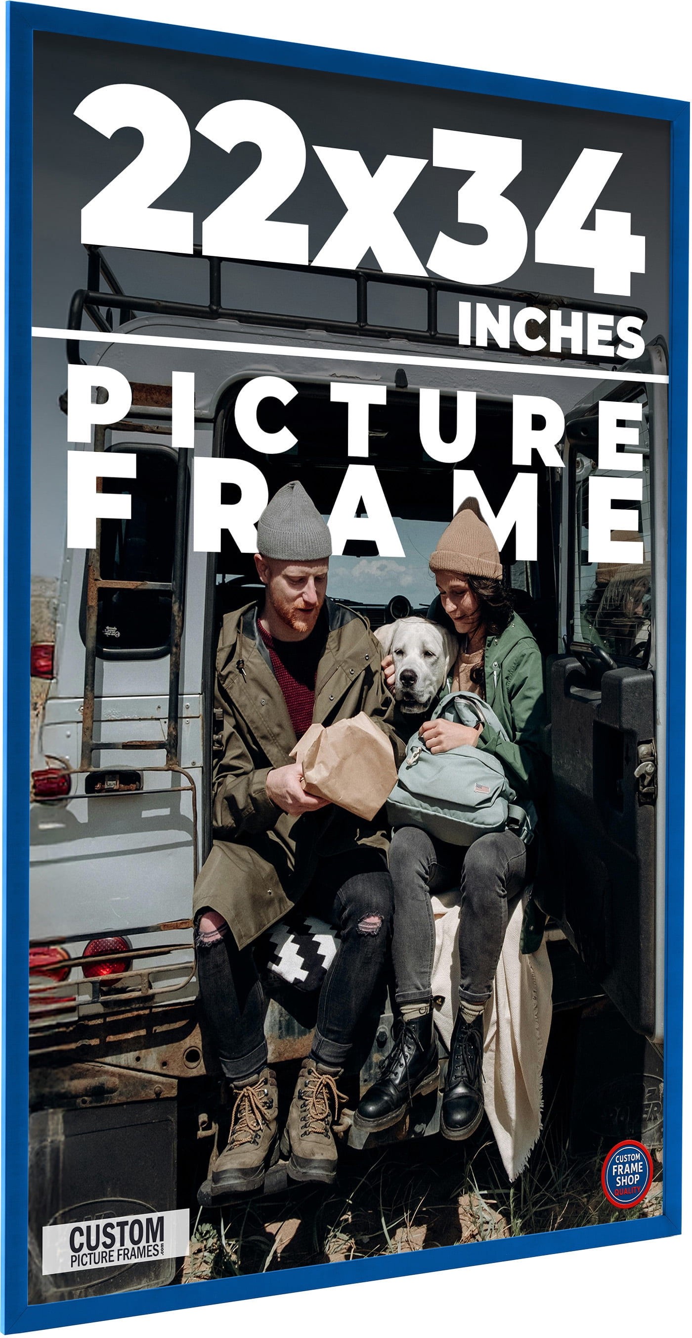 22x34 Classic Modern Blue Picture Frame - UV Acrylic, Foam Board ...