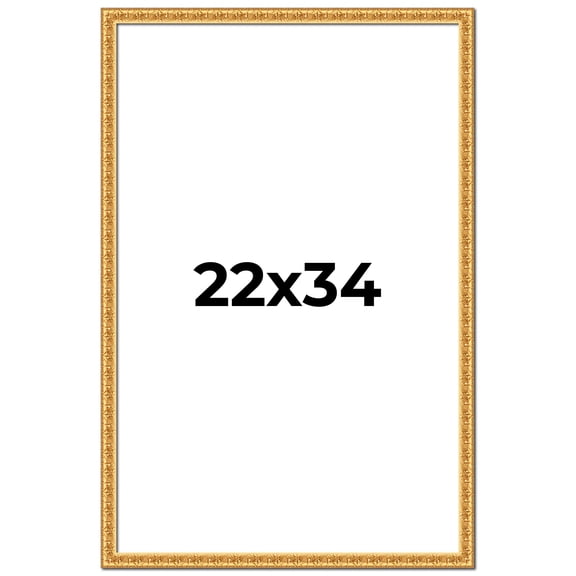 22x34 Frame Gold Real Wood Picture Frame Width 1 inches | Interior Frame Depth 0.5 inches | Edwina