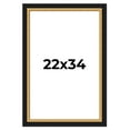 thumbnail image 1 of 22x34 Frame Gold Real Wood Picture Frame Width 2.25 Inches | Interior Frame Depth 0.5 Inches |, 1 of 8
