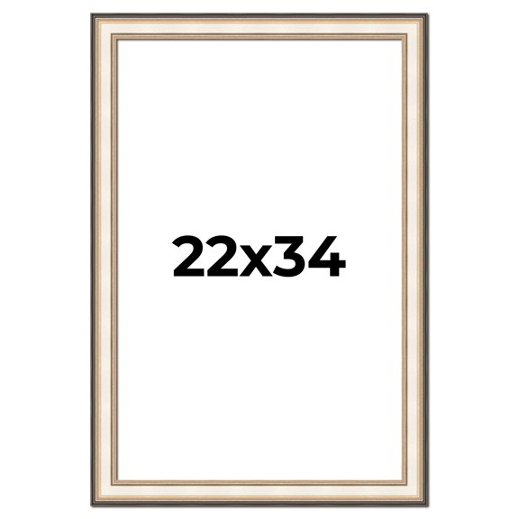 22x34 Frame Gold Silver Plein Aire 2" Inch Wide Moulding Solid Wood Picture Frame | Modena