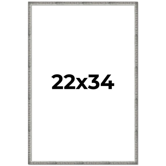 22x34 Frame Silver Picture Frame - Complete Modern Photo Frame Includes UV Acrylic Shatter Guard