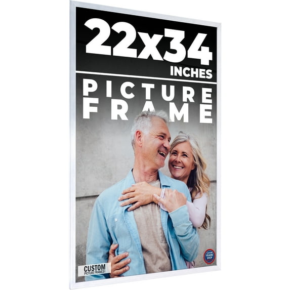 22x34 Frame Silver Real Wood Picture Frame Width 0.75 inches | Interior Frame Depth 0.5 inches |