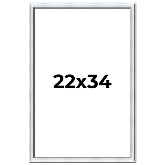 22x34 Frame Sterling Silver Solid Wood Picture Frame | 1.25 Inch Moulding Width | 0.75 Inch