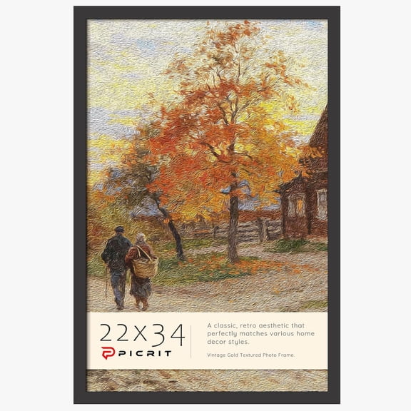 22x34 Poster Frame, Black Engineered Wood Picture Frame for Horizontal or Vertical Wall Mounting and Displaying Posters and Artwork Photos, 1 Pack