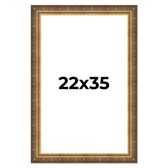 22x35 Frame Vintage Gold Solid Wood Picture Frame | 2.5 Inch Moulding Width | Ornate Bronze Museo