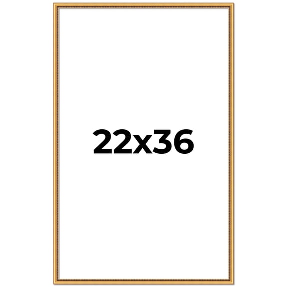 22x36 Frame Beaded Gold Solid Wood Picture Frame | 0.75 Inches Moulding Width | Liscio Oro