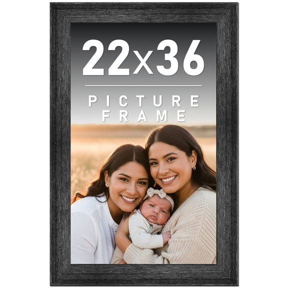 22x36 Frame Black Rustic Barnwood Solid Wood Picture Frame | 1.5 Inch Moulding Width | Includes UV
