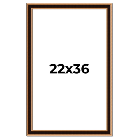 22x36 Frame Gold Brown Plein Air Vintage Solid Wood Picture Frame | 1.75 Inches Moulding Width |