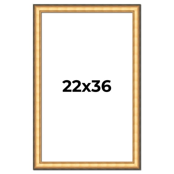 22x36 Frame Gold Plein Aire Solid Wood Picture Frame Width 2 Inches | Interior Frame Depth 0.5