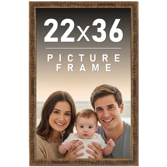22x36 Frame Gold Solid Wood Picture Frame - Complete Modern Photo Frame Includes UV Acrylic