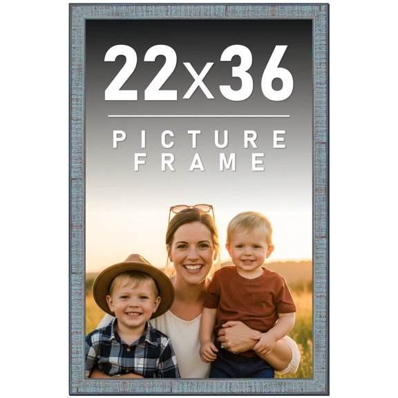 22x36 Frame Rustic Sky Blue Solid Wood Picture Frame | 0.75 Inch Moulding Width |Includes UV