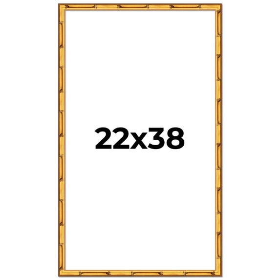 22x38 Frame Gold Bamboo Solid Wood Picture Frame | 1 Inch Moulding Width | Interior Frame Depth