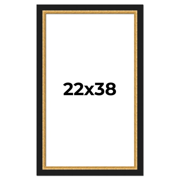 22x38 Frame Gold Real Wood Picture Frame Width 2.25 Inches | Interior Frame Depth 0.5 Inches |