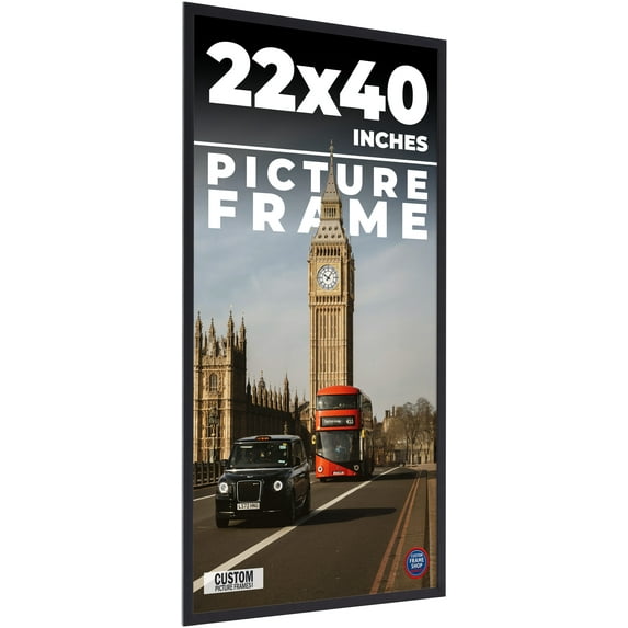 22x40 Frame Black Real Wood Picture Frame Width 0.75 inches | Interior Frame Depth 0.5 inches |