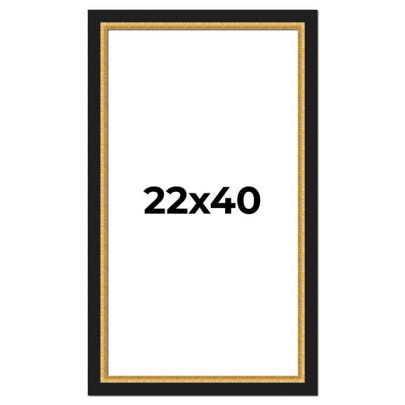 22x40 Frame Gold Real Wood Picture Frame Width 2.25 Inches | Interior Frame Depth 0.5 Inches |