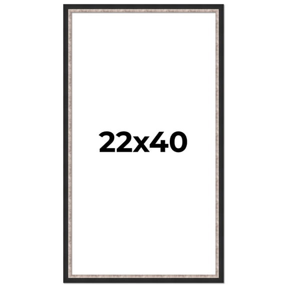 22x40 Frame Silver Real Wood Picture Frame Width 1.25 Inches | Interior Frame Depth 0.75 Inches |