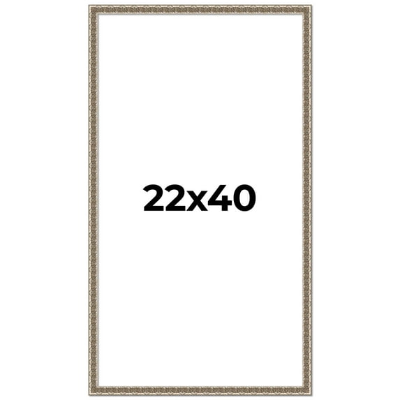 22x40 Frame Silver Versailles Ornate Solid Wood Picture Frame | 1 Inch Moulding Width | Interior