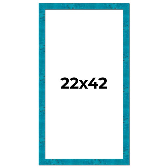 22x42 Frame Blue Teal Burl Wood Picture Frame | 1.75 Inch Moulding Width | Interior Frame Depth 0.5