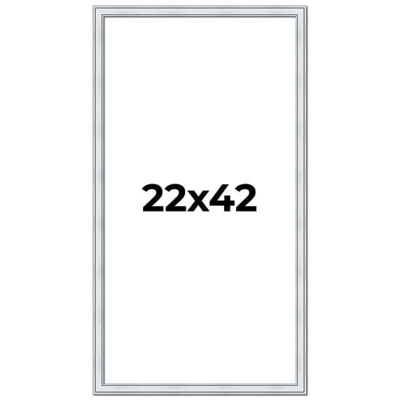 22x42 Frame Sterling Silver Solid Wood Picture Frame | 1.25 Inch Moulding Width | 0.75 Inch