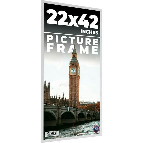 22x42 Frame White Real Wood Picture Frame Width 0.75 inches | Interior Frame Depth 0.5 inches |