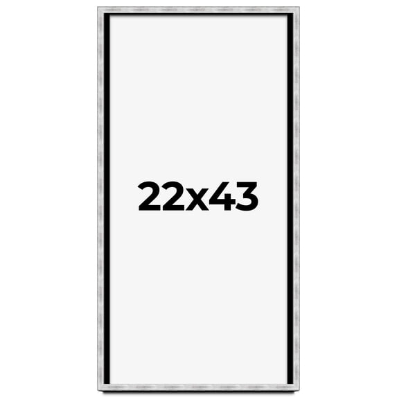 22x43 Frame Brushed Silver Solid Wood Picture Frame | 0.75 Inch Moulding Width | Rabbet Depth 0.75