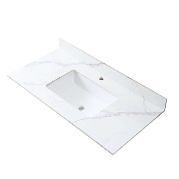 22x43 inch sintered vanity - Matching 4" backsplash - Bathroom remodel - Easy and fast installation