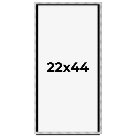 22x44 Frame Brushed Silver Solid Wood Picture Frame | 0.75 Inch Moulding Width | Rabbet Depth 0.75