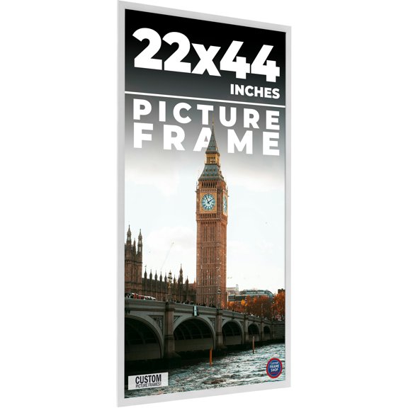 22x44 Frame White Solid Wood Picture Frame Includes UV Acrylic Shatter Guard Front, Acid Free Foam