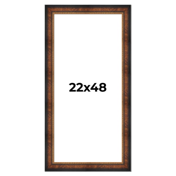22x48 Frame Brown Walnut Gold Ornate Trim Solid Wood Plein Air Picture Frame | 3 Inch Moulding
