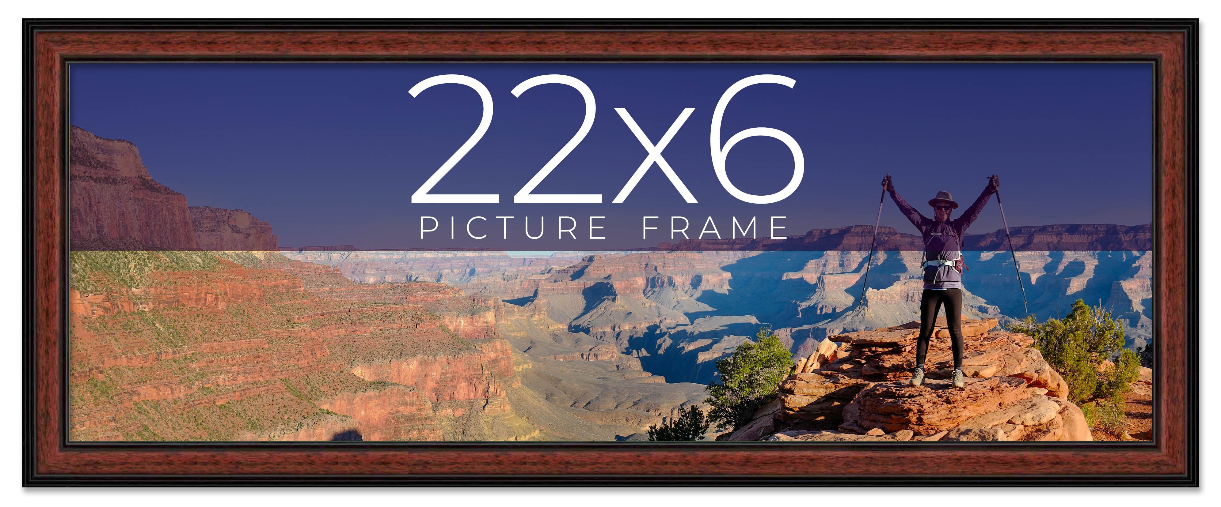 22x6 Frame Executive Brown Round Mahogany Finish Solid Wood Picture ...