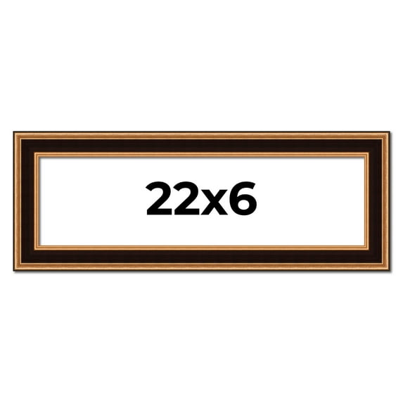 22x6 Frame Gold Brown Plein Air Vintage Solid Wood Picture Frame | 1.75 Inches Moulding Width |