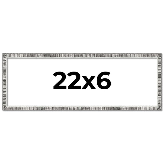 22x6 Frame Silver Grey Distressed Solid Wood Picture Frame | 0.75 Inch Moulding Width | Interior