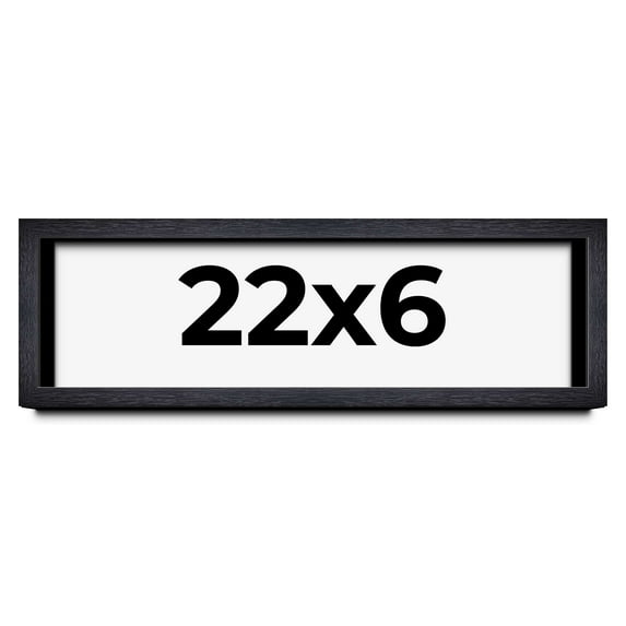 22x6 Shadow Box Frame Black | 1 Inches Deep Real Wood Farmhouse Shadowbox Display Frame | UV