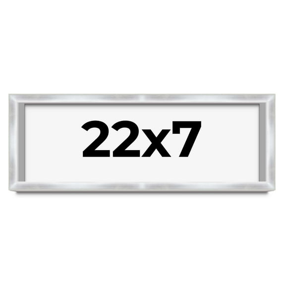 22x7 Frame Silver Whitewashed Wood Grain Solid Wood Shadow Box | 0.75 Inch Moulding Width | 0.75